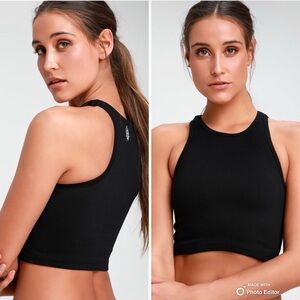 Free People Movement Roxy Black Ribbed Seamless Cropped Tank Top Small